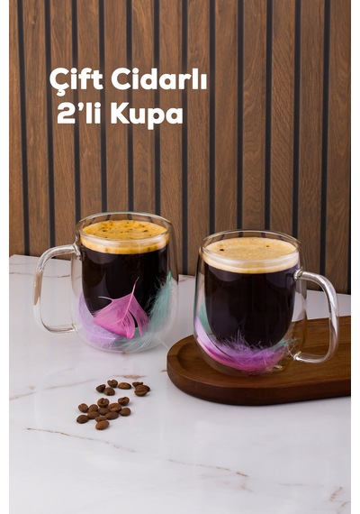Perotti 16791 Double Feather Çift Cidarlı Kupa 2 Adet 250 Ml Şefaf