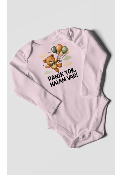 Morivokids Panik Yok, Halam Var Uzun Kollu Çıtçıtlı Bebek Body Bebe Pembe
