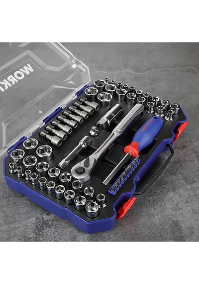 Workpro Wp202566 1/4' 3/8 Metrik/inç 63 Parça Cr-v Profesyonel Lokma Takımı