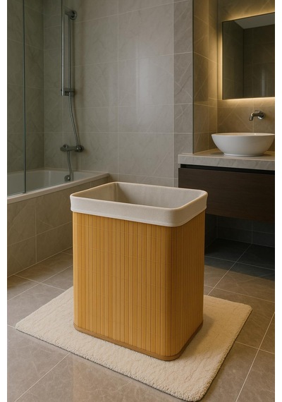 Bambu Çamaşır Sepeti 60x52x32 Büyük Boy 100 Lt Diğer
