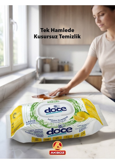 Limon Kokulu Yüzey Temizlik Havlusu 100 Yaprak Pratik Hijyenik Temizlik Mendili Diğer
