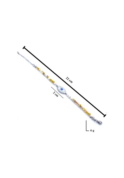 FerizZ 316L Çelik Göz Motifli Sarı Boncuk Bileklik BLK-880 Beyaz