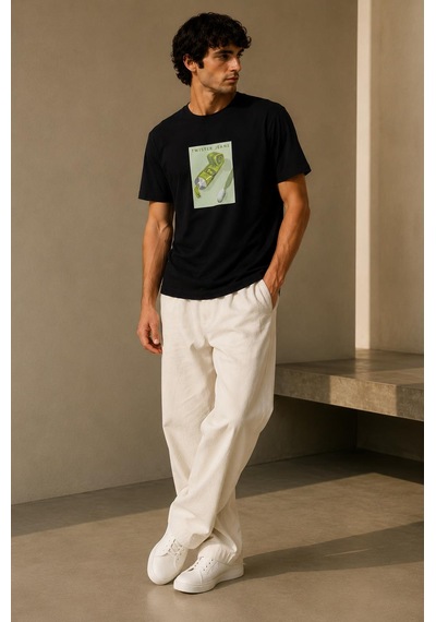 Alexandergardı Baskılı T-shirt Siyah