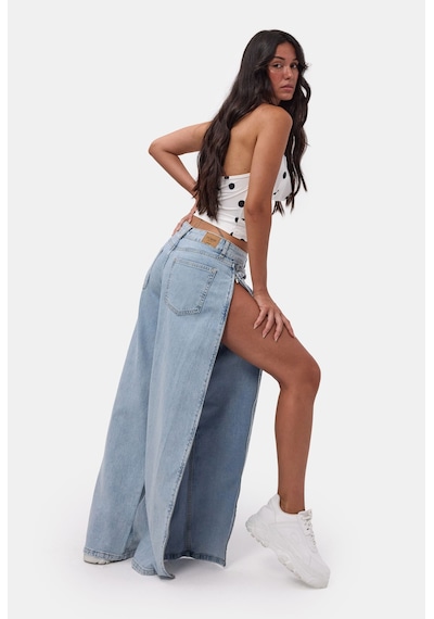 Kadın Kot Rengi 4s6-3 Low Rise Barrel Fit Özel Tasarım Denim Jean