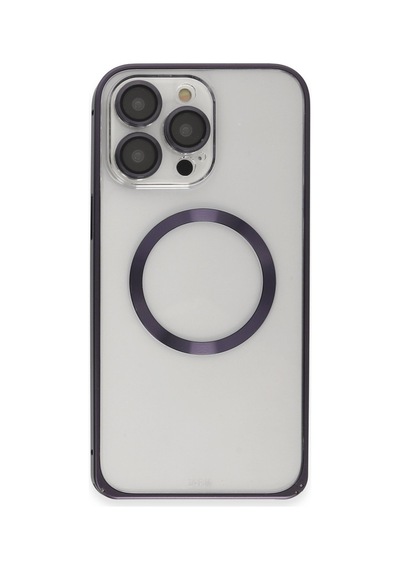 Apple iPhone  Uyumlu,  14 Pro Kılıf Metal Bumper Magneticsafe Kapak - Derin Mor