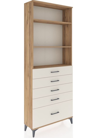 Arges Dolap 3 Raflı 5 Çekmeceli 88x30x221 Çam-aytaşı Çam