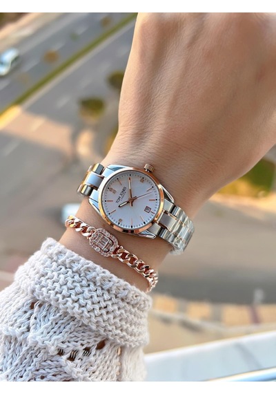 Tom Jones Çelik Kordon Kararma Renk Atma Yapmaz 3 Atm Suya Dayanıklı Kadın Kol Saati Btj.yn10059.5 Rose Gold - Gümüş