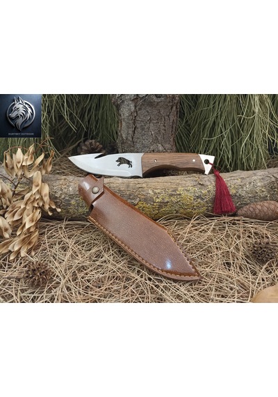 Kurtbey Outdoor Domuz Avcı İşlemeli Özel Üretim Ceviz Kabze Kılıflı Kamp Bıçağı 28 Cm Outdoor Tracking Knife Kahverengi Kurtbey Outdoor Domuz Avcı İşlemeli Özel Üretim Ceviz Kabze Kılıflı Kamp Bıçağı 28 Cm Outdoor Tracking Knife Kahverengi