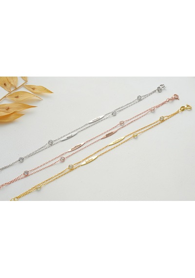 Queen Silver Jewelry 925 Ayar Gümüş 2 İsimli Bileklik Altın