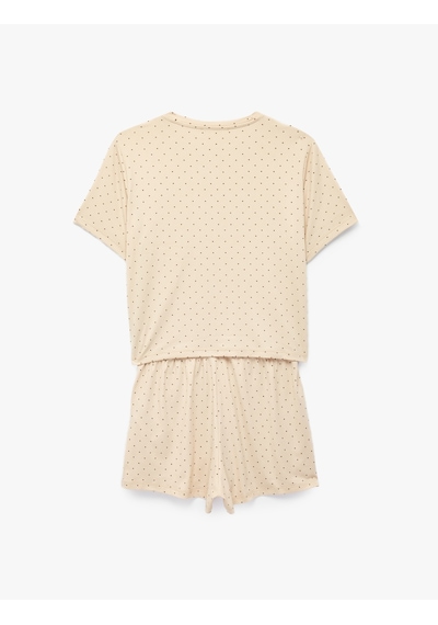 Koton Puantiyeli Rahat Kalıp Kısa Kollu Bisiklet Yaka Şortlu Pijama Takımı Bej Desenli 7wlk40114mk Ekru Koton Puantiyeli Rahat Kalıp Kısa Kollu Bisiklet Yaka Şortlu Pijama Takımı Bej Desenli 7wlk40114mk Ekru