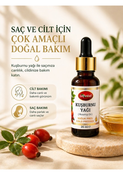 Kuşburnu Yağı 20 Ml Soğuk Pres Saf Cilt Bakım Yağı Yüz İçin Yoğun Nem Ve Işıltı Etkisi