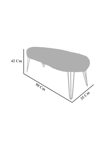 Şila Bench Beyaz Peluş - Silver Ayaklı 90 Cm
