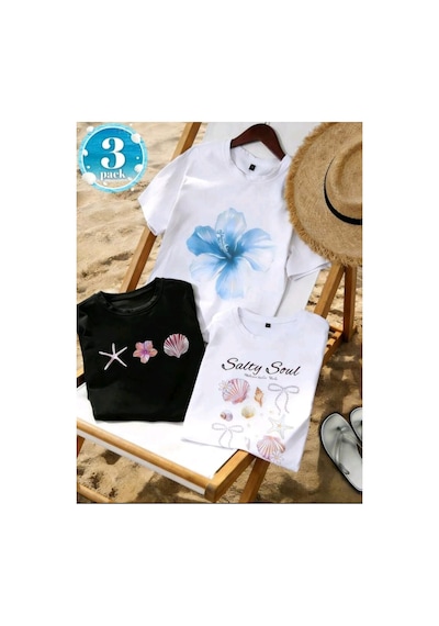 Stil-x Yeniz Sezon 3' Lü Takım Kız Çocuk Tshirt, Çok Renkli, %100 Pamuk Çok Renkli-3a Stil-x Yeniz Sezon 3' Lü Takım Kız Çocuk Tshirt, Çok Renkli, %100 Pamuk Çok Renkli-3a