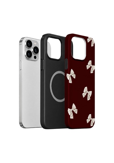 Velvoria Valestra Ivory Bow Scatter Apple iPhone Uyumlu 14 Pro Magsafe Koruma Kılıfı Valestra Magline - Ivory Bow Scatter