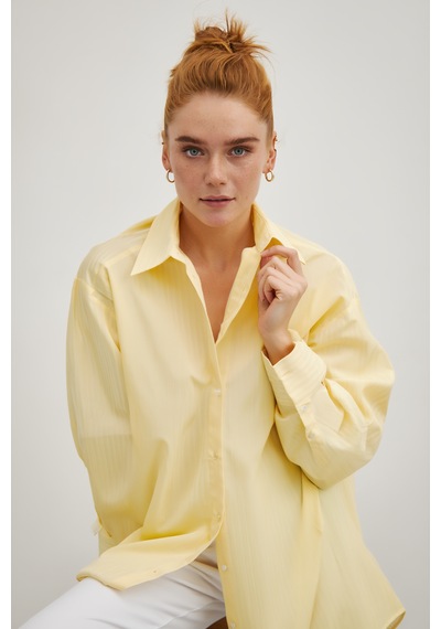 Modeva Global Minimalist Kesim Modern Duruşlu Düz Oversize Butter Sarısı Kadın Gömlek Butter Sarı Modeva Global Minimalist Kesim Modern Duruşlu Düz Oversize Butter Sarısı Kadın Gömlek Butter Sarı