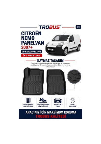 Trobus Citroen Nemo Van 2007 Ve Sonrası 2d Havuzlu Paspas 2 Parça