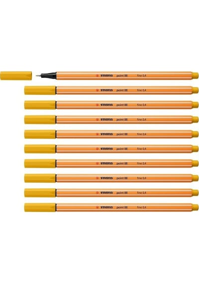 Stabilo İnce Keçe Uçlu Kalem 88 Point 0.4 Mm Köri Sarısı Fineliner Kalem 10 Lu Paket