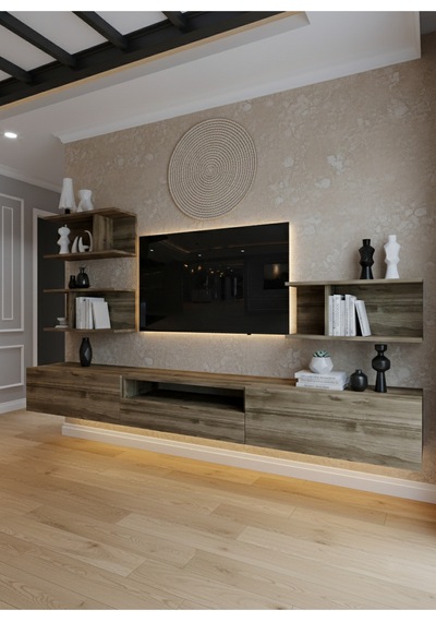 Resital Ledli Duvara Monte Tv Sehpası - Ceviz - W6014-2 Ceviz