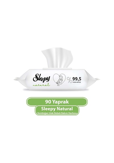 Sleepy Natural Yenidoğan Plastik Kapaklı Islak Havlu Mendil 90 x 9'lu Set 810 Yaprak