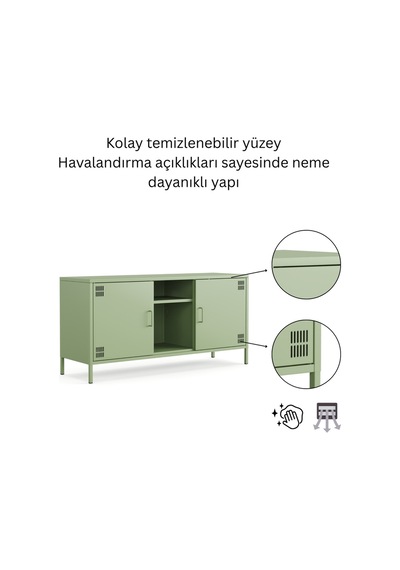 Pera Tv Ünitesi, Tv Dolabı,2 Kapaklı, Açık Raflı 130,50 X 40 X 64,50 Cm Ral 6011 Yeşil Pera Tv Ünitesi, Tv Dolabı,2 Kapaklı, Açık Raflı 130,50 X 40 X 64,50 Cm Ral 6011 Yeşil