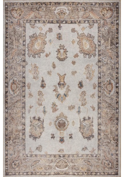 Artloop Relic Krem Vintage Dokulu Klasik Desenli Dokuma Tabanlı Şönil Halı Al 516