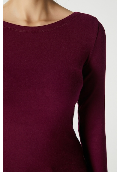 Ritnice Kayık Yaka Need Uzun Kollu Mürdüm Soft Top / Bluz Mürdüm