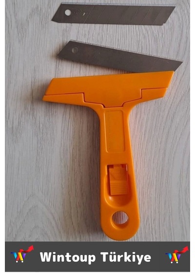 Ergonomik Keskin Çok Amaçlı Yer Buz Cam İnşaat Kalıntı Silikon Tortu Kazıyıcı 2 Yedek Bıçak Hediyeli Çok Renkli