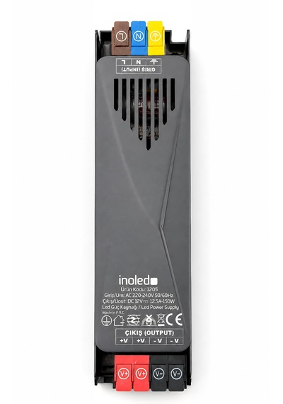İnoled 1205 12,5a 150w 12v Led Güç Kaynağı Kısa Devre Korumalı Adaptör Şerit Led Trafo 220v Ac 12v Dc Dönüştürücü Yüksek Verimli, Güvenli, Uzun Ömürlü Led Trafo 12,5 A