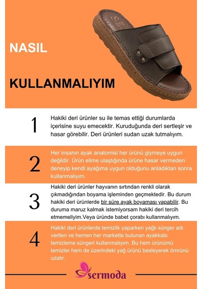 Sermoda Hakiki Deri Erkek Terlik - Yumuşak Kalın Taban Tabanlı Hakiki Deri Erkek Terlik Yc Kahve