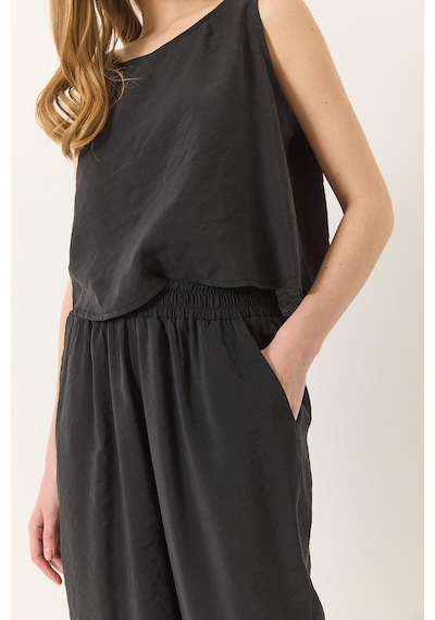 Shade Kadın Kalın Askılı Bluz Beli Lastikli Pantolon Modal Takım 3089 60283231 - Siyah