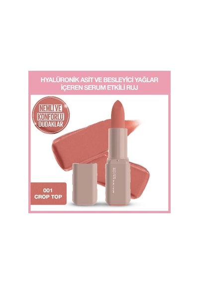 Maybelline New York Serum Etkili Hyalüronik Asit Ve Besleyici Yağ İçeren Matte Ruj 001 Crop Top