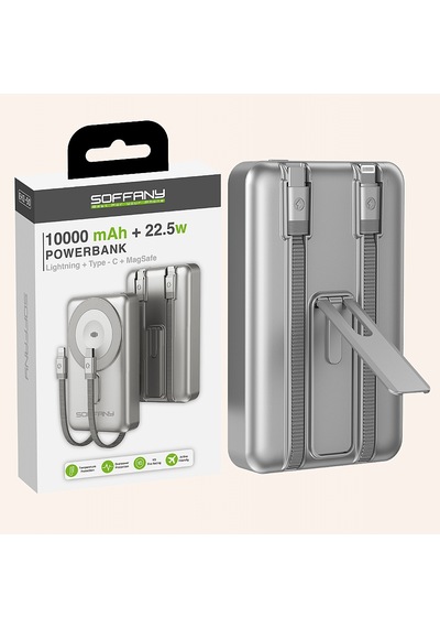 Ehz-50 22.5w Hızlı Şarj Pd Magsafe Powerbank 10000 Mah Kablolu Hı Gri