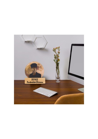 Led Işıklı Pleksi Dolunay Kişiselleştirilebilir Dekoratif Biblo Atatürk Portre Anahtar Askılığı Sarı - 737347614 Sarı
