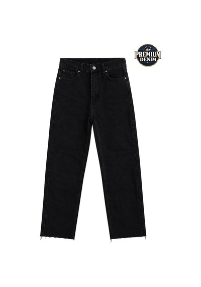 Vadon 1056 Kadın Yüksek Bel Pis Paça Wide Leg Jean Pantolon Siyah