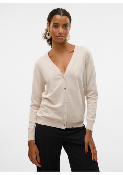 Vero Moda Ekru Kadın V Yaka Kazak Vmsılje Ls V-neck Cardıgan Ga Noos Taş