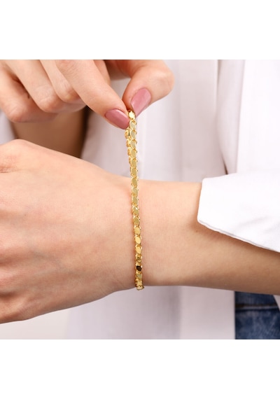 14 Ayar Kırmızı Altın Pullu Bileklik 4 Mm Sarı Altın