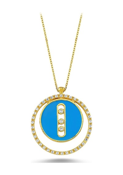 Daire Model Zirkon Taşlı Hayalet Kolye (498564424)