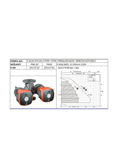 Ksb Calio Z 50-80 Pn6-10 2x350w Frekans Kontrollü Döküm Gövdeli Sirkülasyon Pompası Dn50