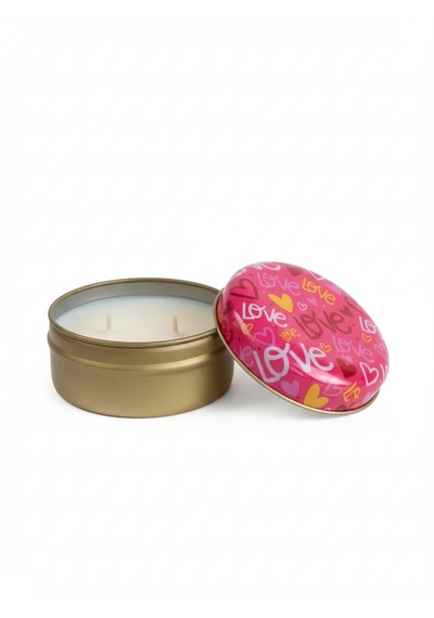 Boho Bloom Gül & Yasemin Kokulu El Yapımı Soya Mumu Happy Blaze Candle Kalpli Pembe