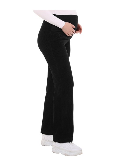 Luvmabelly Myra8510 Beli Ayarlanabilir Kışlık Kadife Hamile Pantolonu -siyah-siyah
