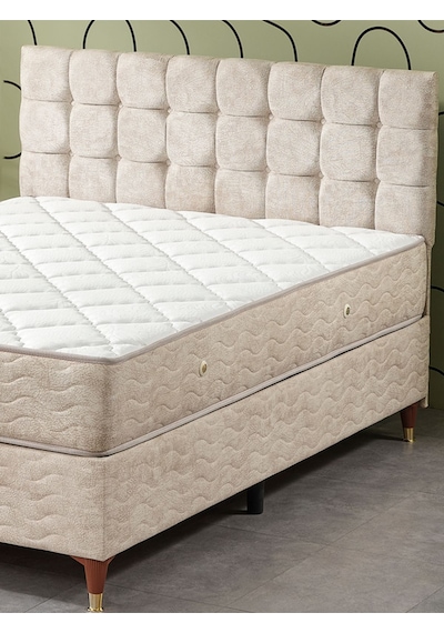 Beehanem Bengü 160x200 Çift Kişilik Baza Başlik Yatak 3 Lü Set Krem Krem 160 X 200