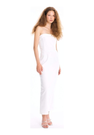 DeFacto Bodycon Vücudu Saran Straplez Maxi Abiye Elbise D3268AXNSWT32