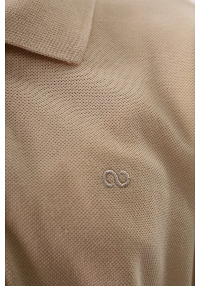 Toontoy Kids Toontoy Unisex Polo Yaka Düğmeli Uzun Kısa Tişört Bej