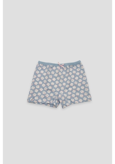 Defne Baby Kız Çocuk Desenli Premium Pamuklu Penye 2'li Boxer Şort Takımı Çok Renkli