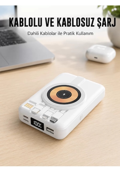 Magsafe Uyumlu Kablosuz Powerbank Hızlı Şarj Özellikli Yeni Nesil Belirtilmemiş