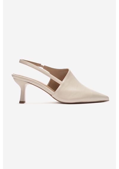 Luvi Shoes Yarel Ekru Cilt Kadın Topuklu Ayakkabı
