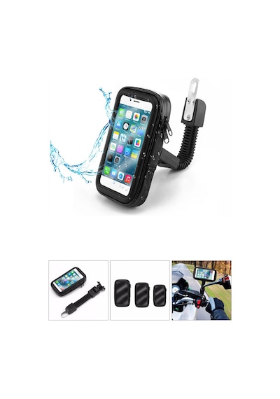 Thentech Motorsiklet Bisiklet Atv İçin Gidona Sabitlenebilir Sağlam Su Geçirmez Dayanıklı Telefon Standı Siyah