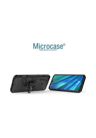 Realme 5 Pro Batman Serisi Yüzük Standlı Armor Kılıf - Siyah
