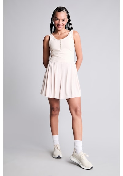 Defacto Esnek Kumaş Crop Top Düğmeli Yaka Sporcu Açık Bej Atlet H1218ax26hsbg211 Bej-bg211