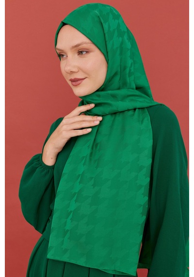 Mirsoy Scarf Kazayağı Desen İpeksi Jakar Şal - Benetton Yeşili Benetton Yeşili